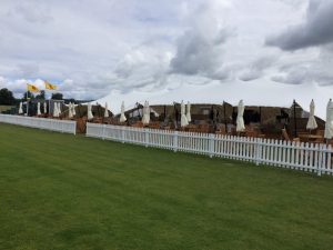 Picket fence installed at Cowdray Park for a Polo match. VIP garden and back of house screening.