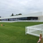 Temporary picket fencing at the new Goodwood Aero Club, for the Revival event