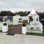 Our stand at the Showman Show, showing our range of temporary picket fencing, privacy screening and decking available for events, exhibitions and conferences